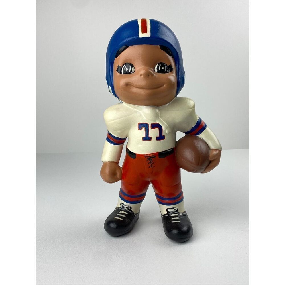 Vintage Atlantic Mold Ceramic Football Player #77 Figure Statue 11” Tall BF2048